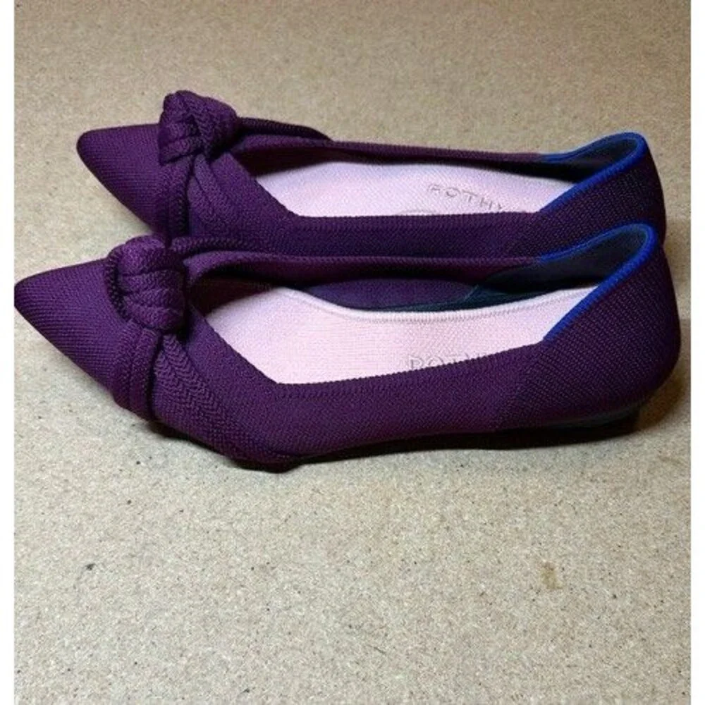 NWOB Rothys The Knot Ballet Flats Women's 9 Eggplant Purple Knit Washable Shoes